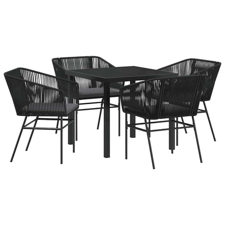 Garden Dining Set 5 pcs Black Poly rattan