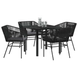 Garden Dining Set 5 pcs Black Poly rattan