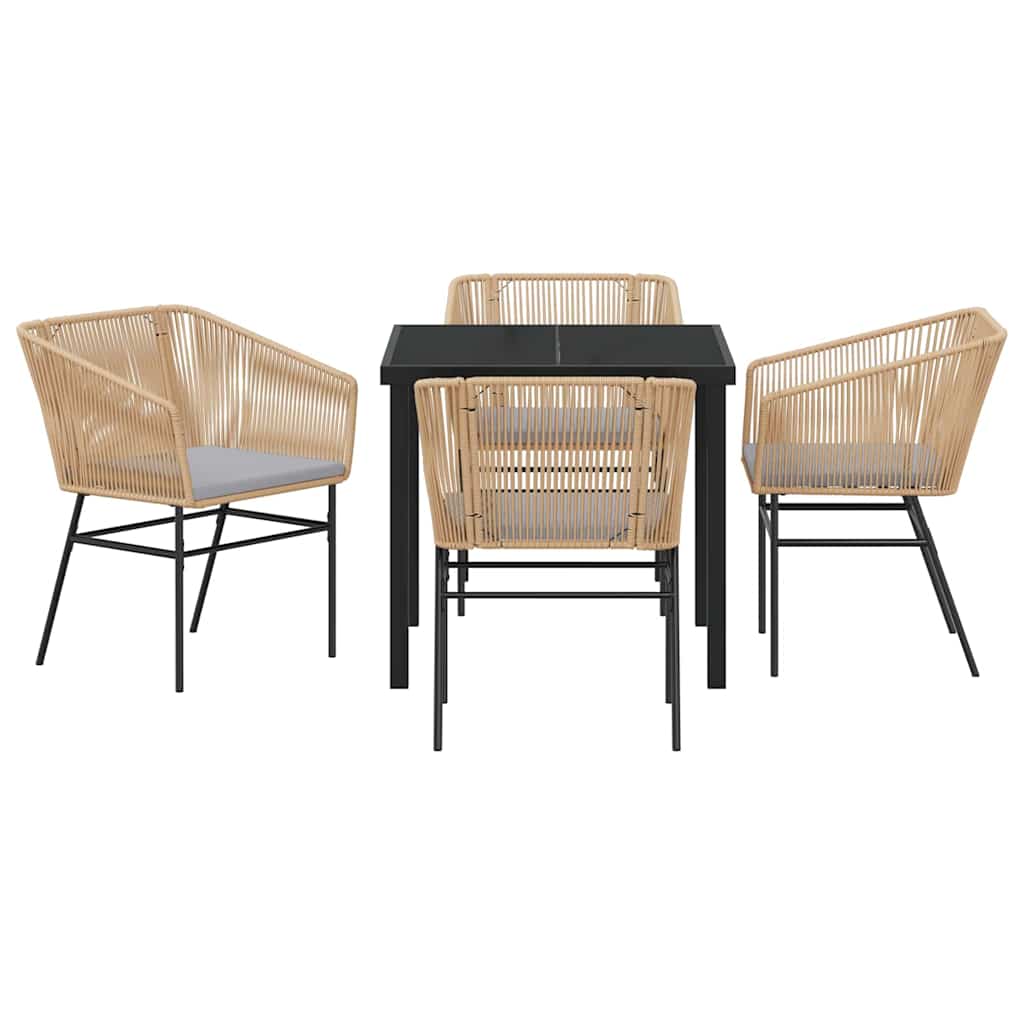 Garden Dining Set 5 pcs Brown Poly rattan