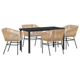 Garden Dining Set 5 pcs Brown Poly rattan