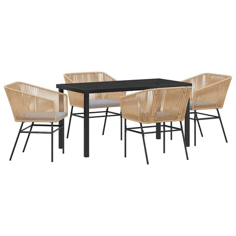 Garden Dining Set 5 pcs Brown Poly rattan
