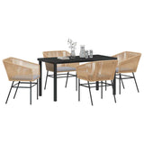 Garden Dining Set 5 pcs Brown Poly rattan
