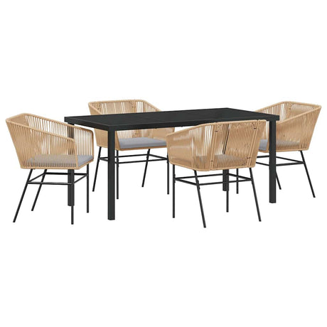Garden Dining Set 5 pcs Brown Poly rattan