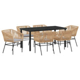 Garden Dining Set 7 pcs Brown Poly rattan