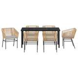 Garden Dining Set 7 pcs Brown Poly rattan