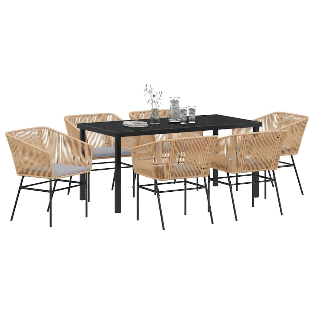 Garden Dining Set 7 pcs Brown Poly rattan