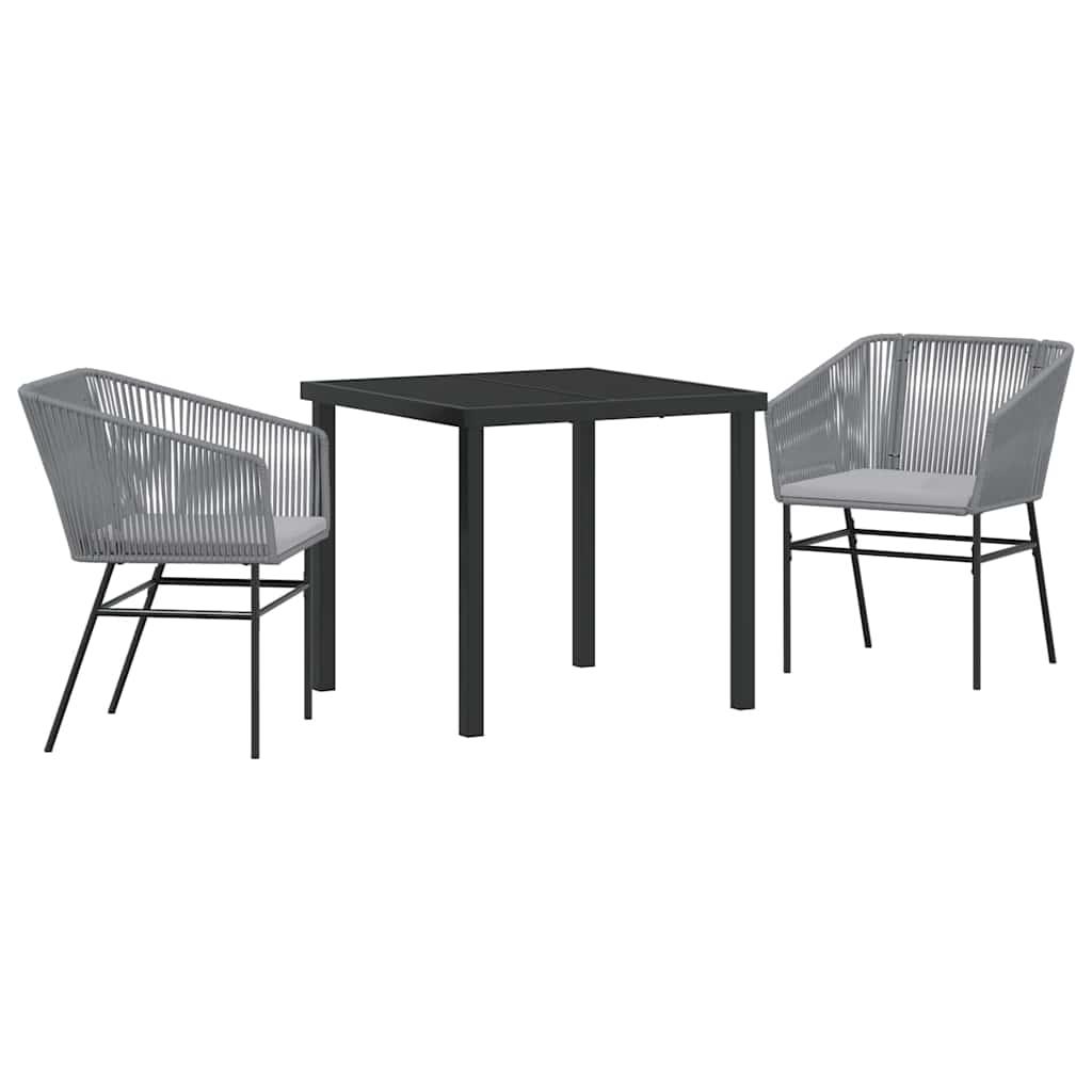 Garden Dining Set 3 pcs Grey Poly rattan