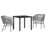 Garden Dining Set 3 pcs Grey Poly rattan
