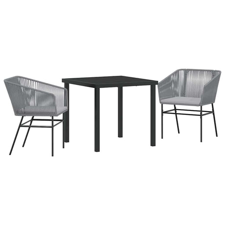 Garden Dining Set 3 pcs Grey Poly rattan
