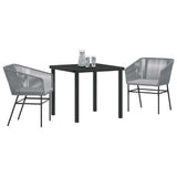 Garden Dining Set 3 pcs Grey Poly rattan