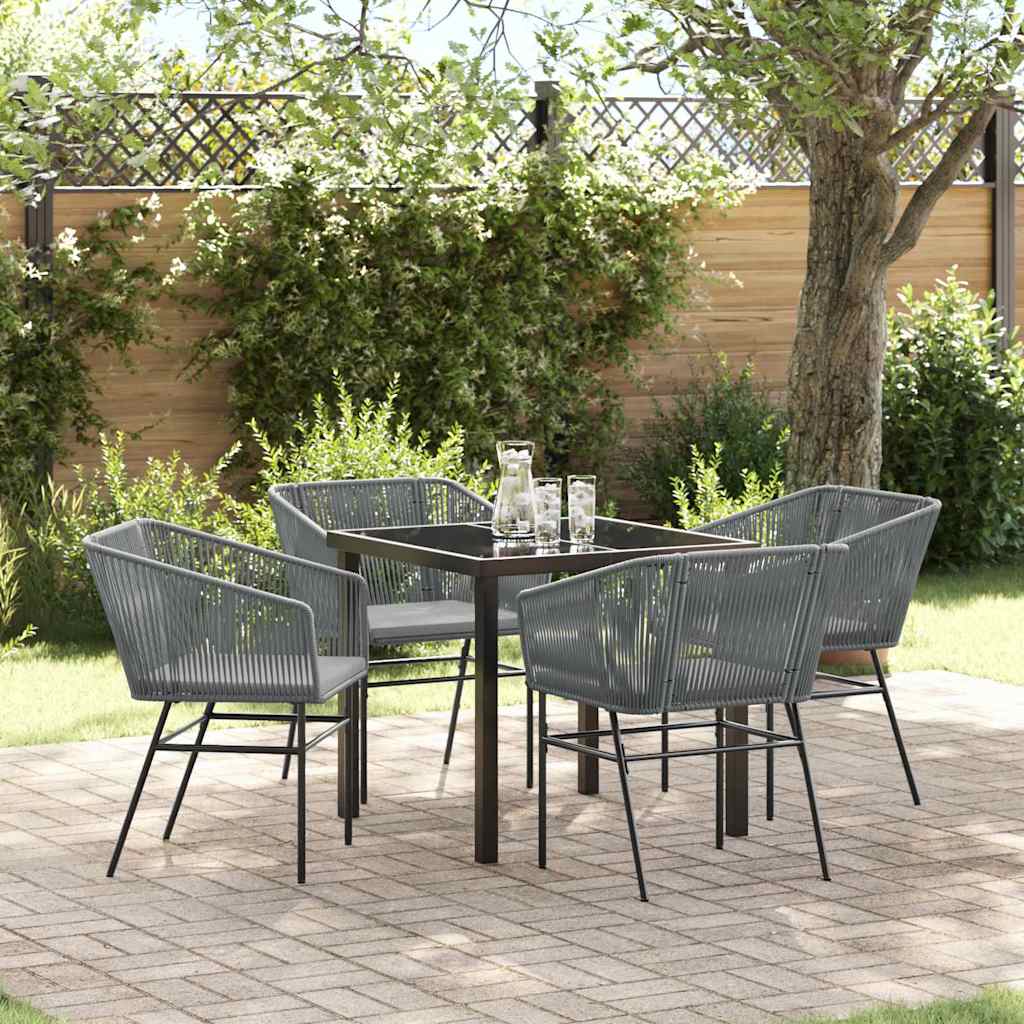Garden Dining Set 5 pcs Grey Poly rattan