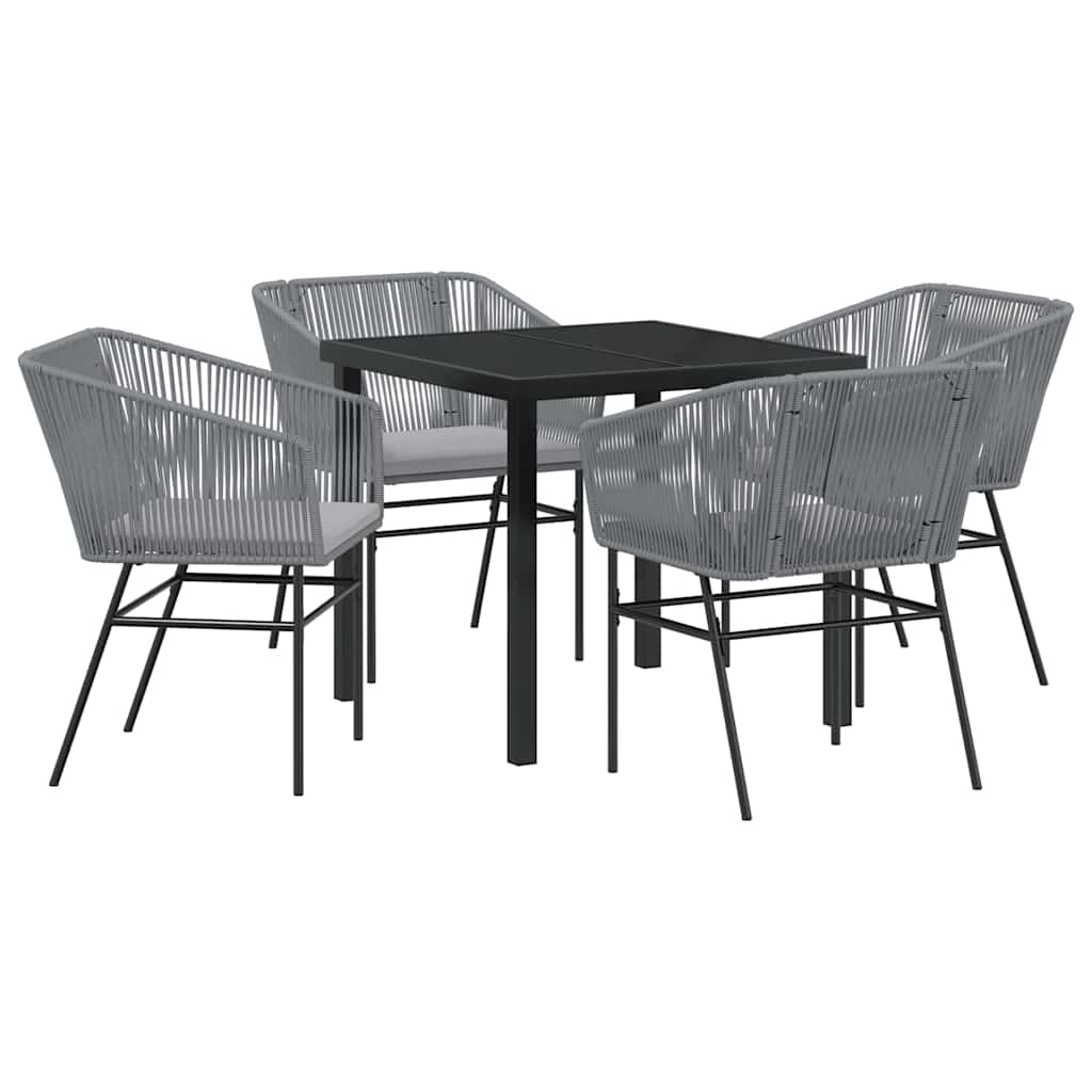 Garden Dining Set 5 pcs Grey Poly rattan