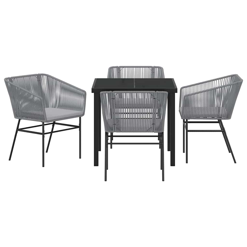 Garden Dining Set 5 pcs Grey Poly rattan