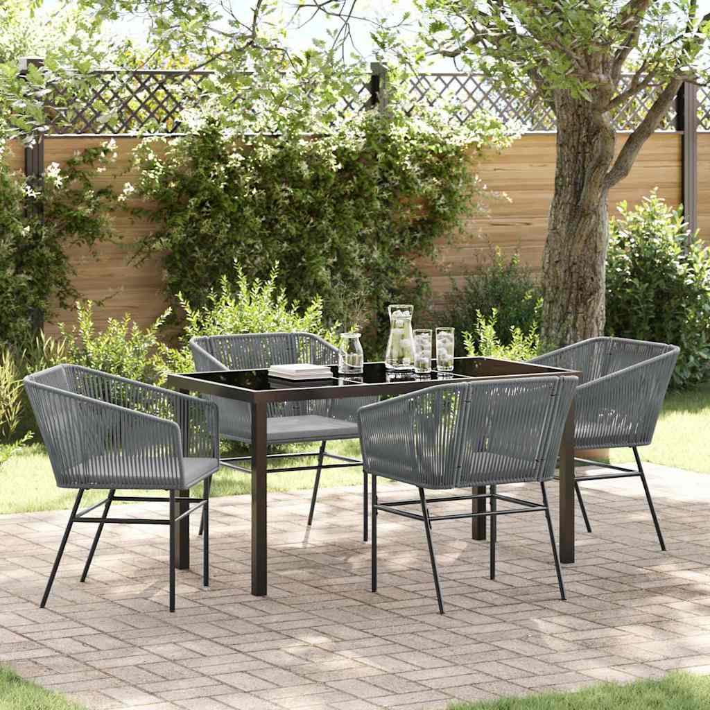 Garden Dining Set 5 pcs Grey Poly rattan