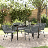 Garden Dining Set 5 pcs Grey Poly rattan