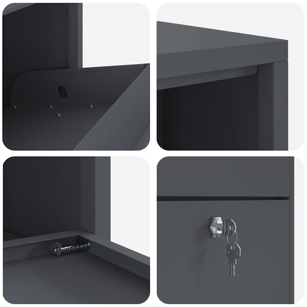 Parcel Drop Box with Storage Anthracite 44 x 22 x 82 cm Steel