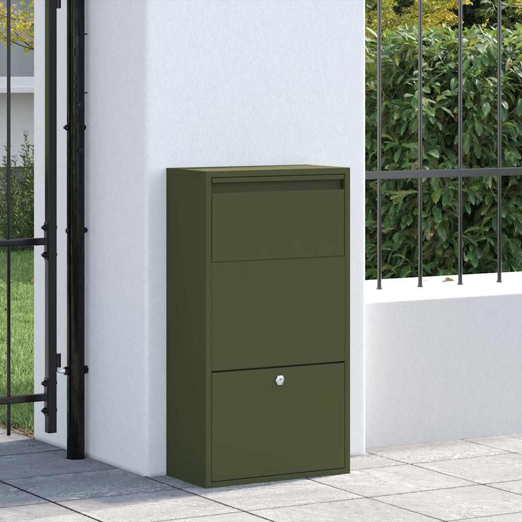 Parcel Drop Box with Storage Olive Green 44 x 22 x 82 cm Steel