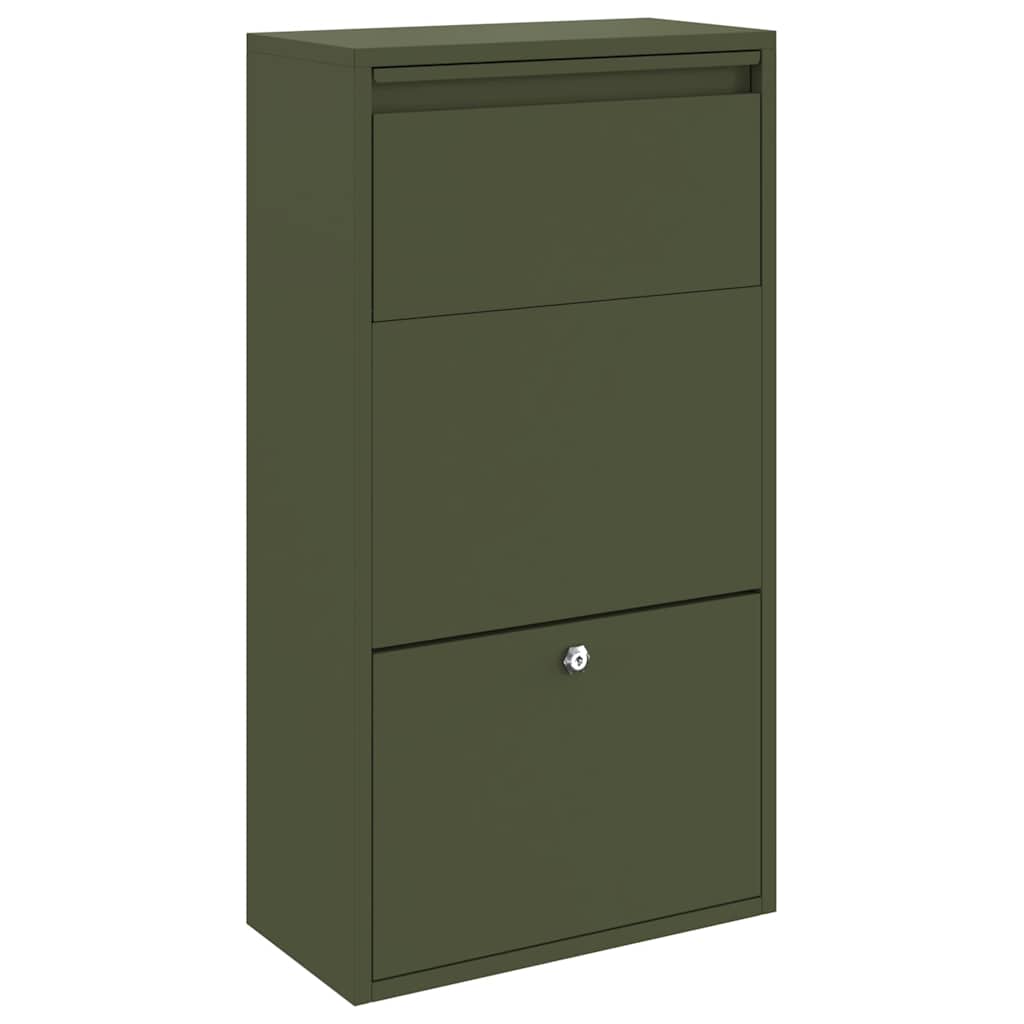 Parcel Drop Box with Storage Olive Green 44 x 22 x 82 cm Steel