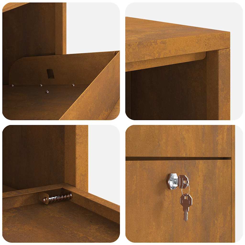 Parcel Drop Box with Storage Brown 44 x 22 x 82 cm Steel