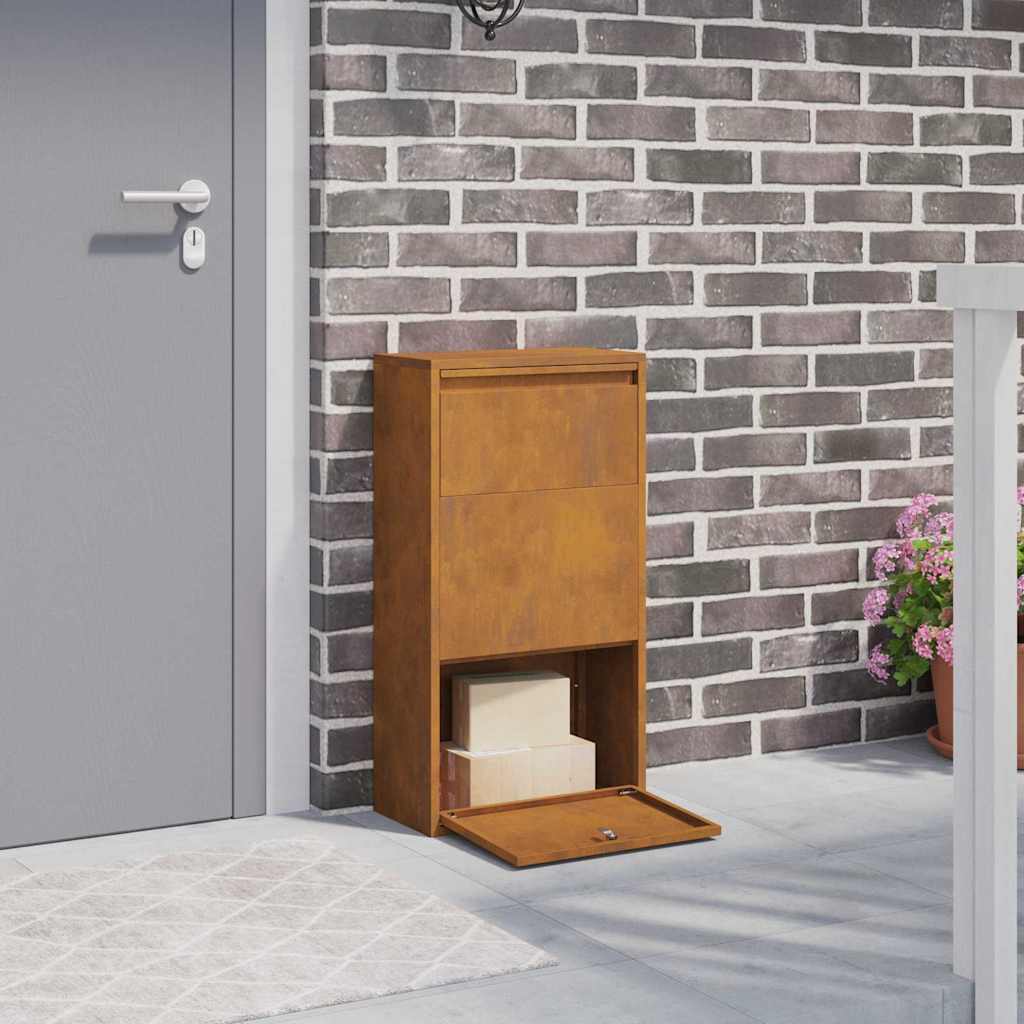 Parcel Drop Box with Storage Brown 44 x 22 x 82 cm Steel