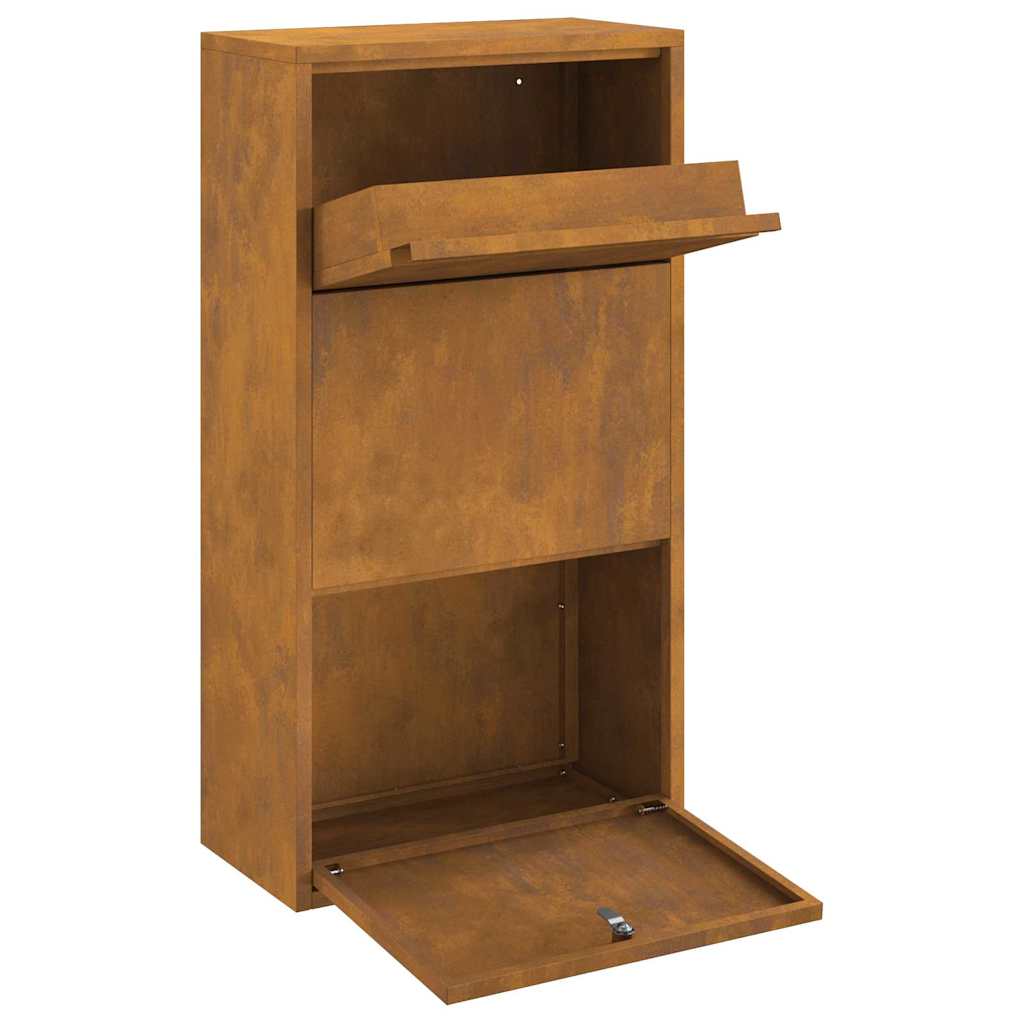 Parcel Drop Box with Storage Brown 44 x 22 x 82 cm Steel
