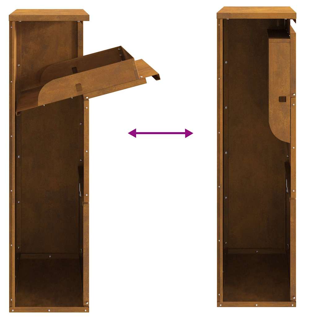 Parcel Drop Box with Storage Brown 44 x 22 x 82 cm Steel