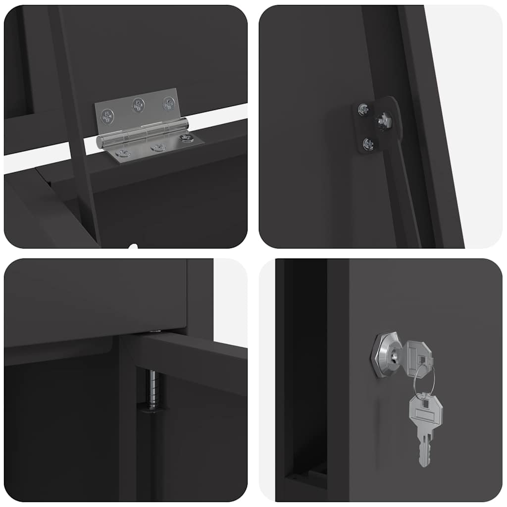 Parcel Drop Box Black 44.5 x 29 x 110.5 cm Steel