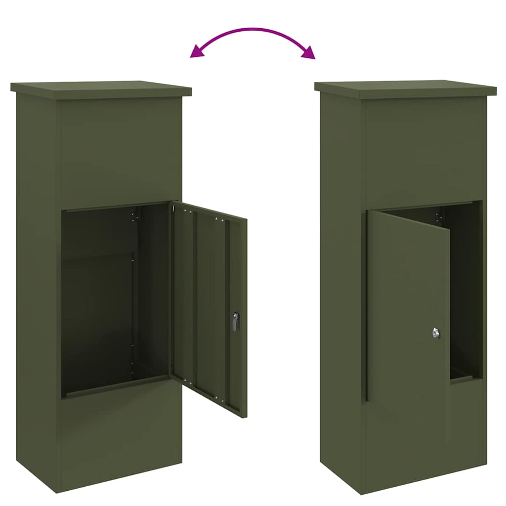 Parcel Drop Box Olive green 44.5 x 29 x 110.5 cm Steel