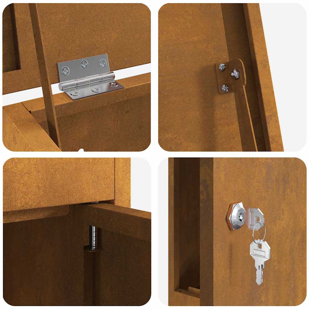 Parcel Drop Box Rusty 44.5 x 29 x 110.5 cm Weathering steel