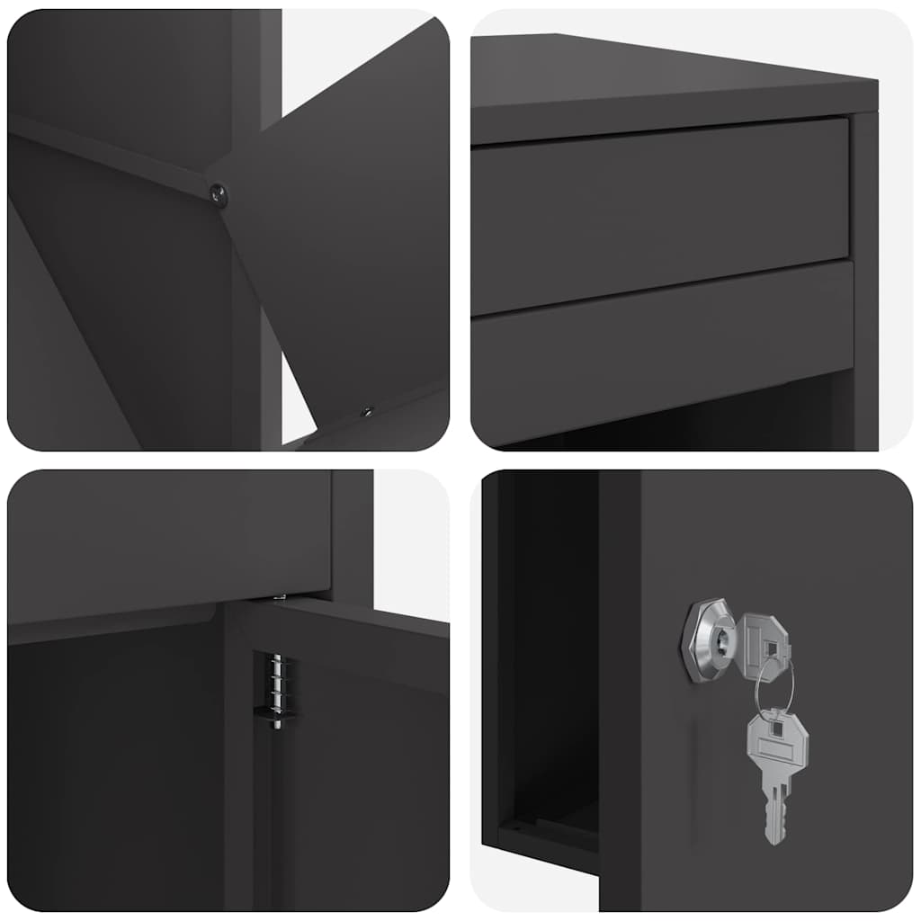 Parcel Drop Box Black 41 x 38 x 103 cm Steel