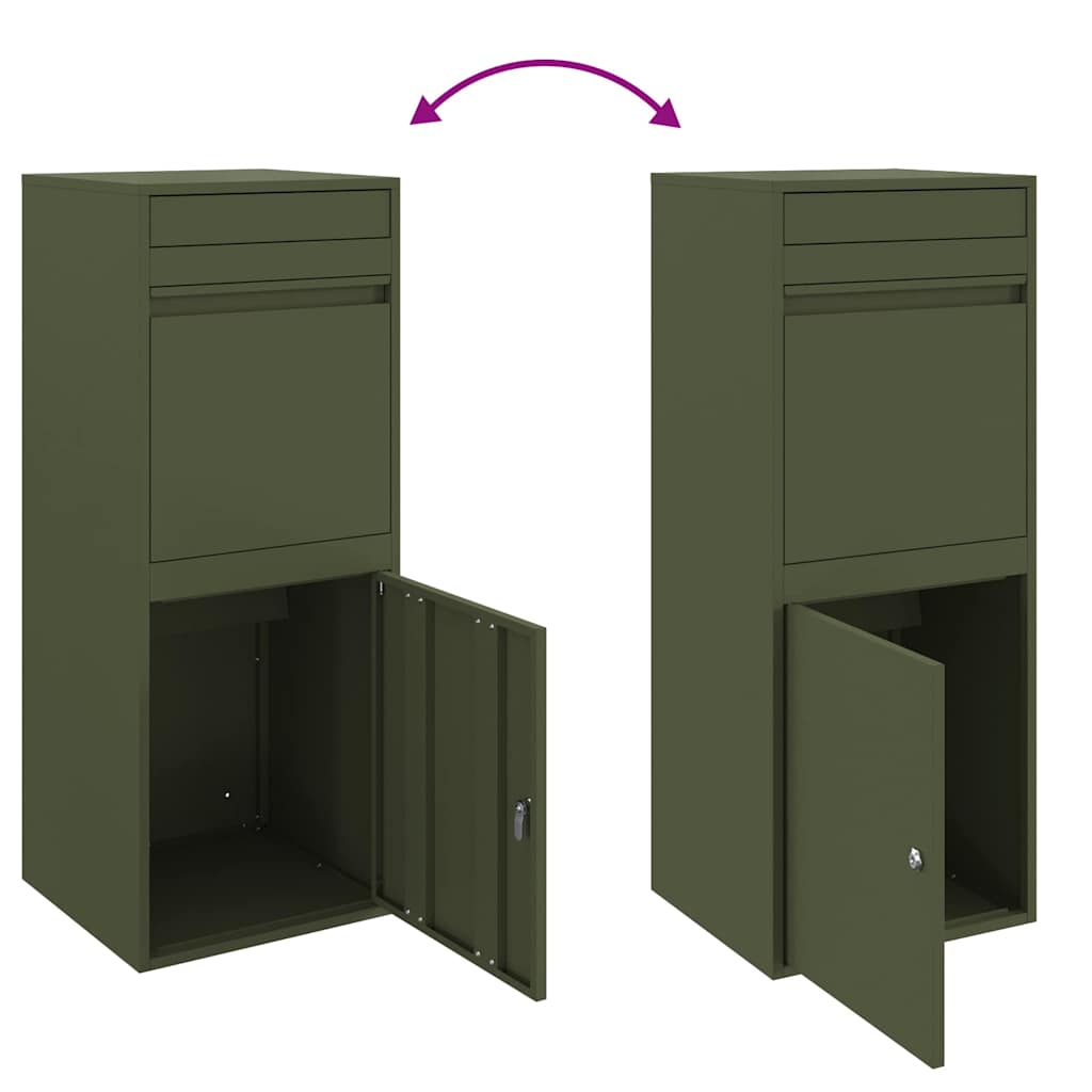 Parcel Drop Box Olive green 41 x 38 x 103 cm Steel