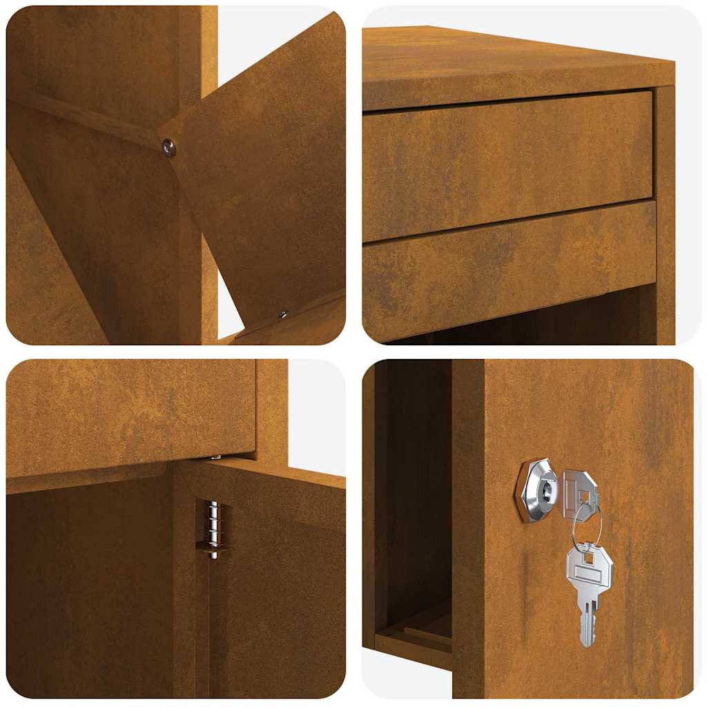 Parcel Drop Box Rusty 41 x 38 x 103 cm Weathering steel