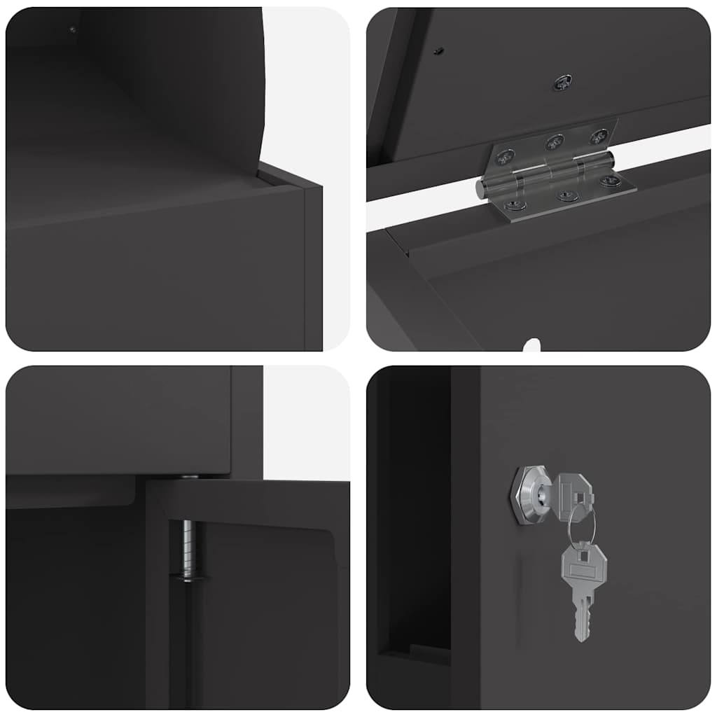 Parcel Drop Box Black 44 x 35 x 59 cm Steel