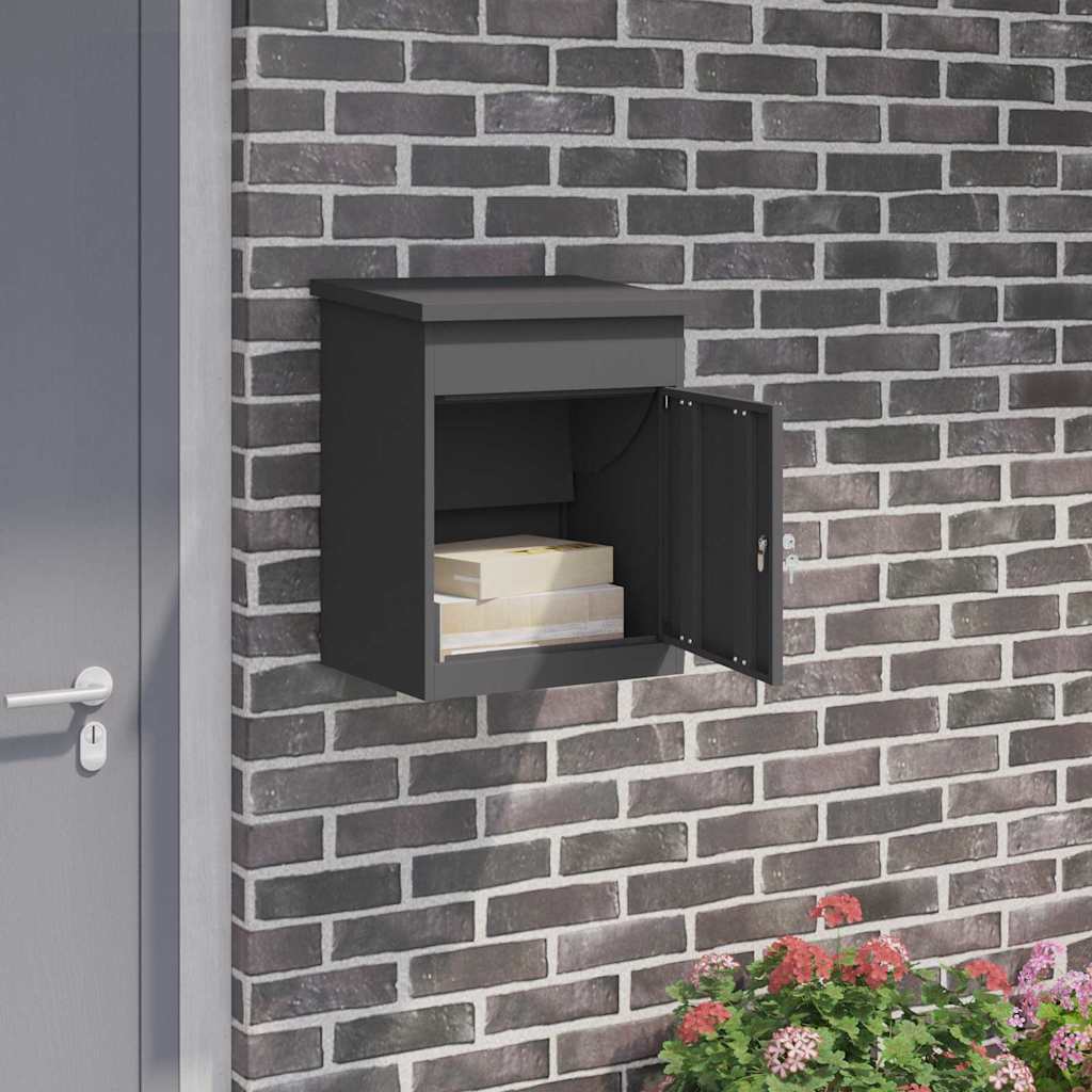 Parcel Drop Box Black 44 x 35 x 59 cm Steel