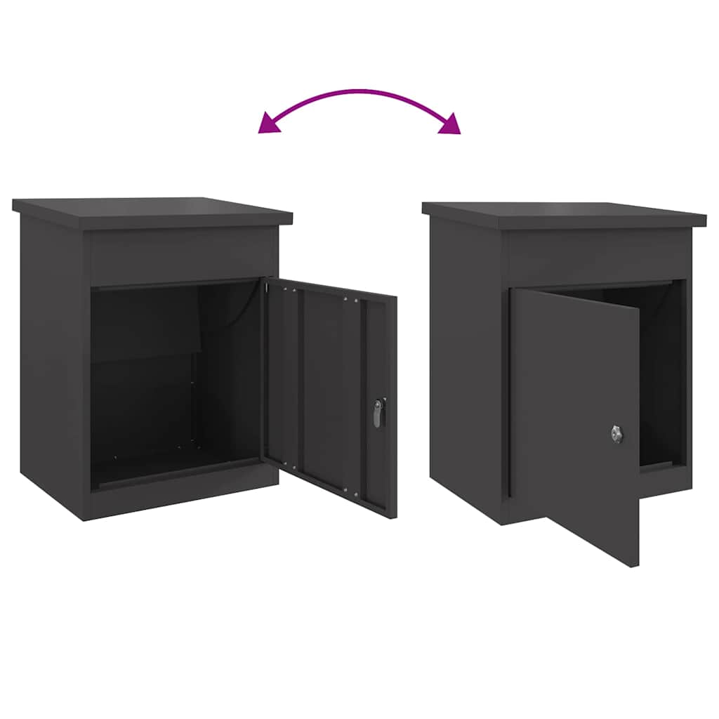 Parcel Drop Box Black 44 x 35 x 59 cm Steel
