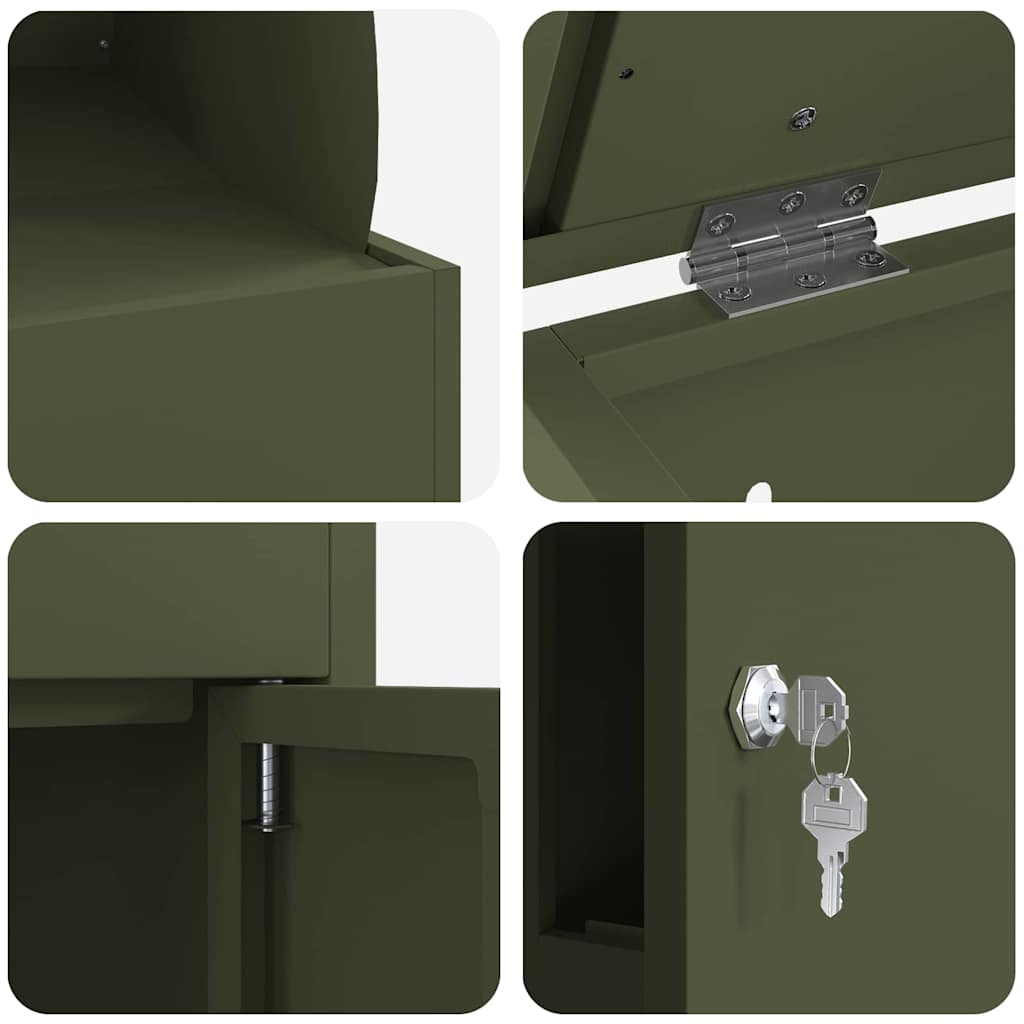 Parcel Drop Box Olive green 44 x 35 x 59 cm Steel