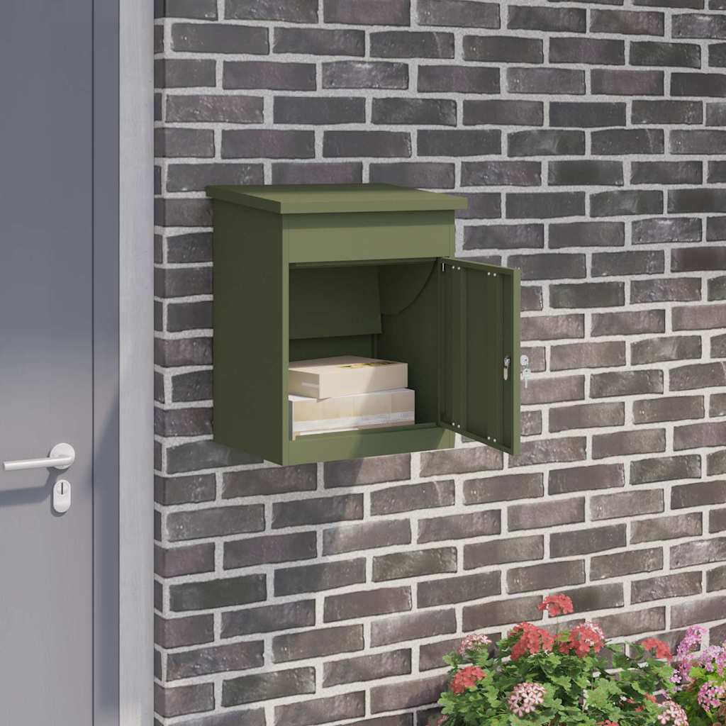 Parcel Drop Box Olive green 44 x 35 x 59 cm Steel