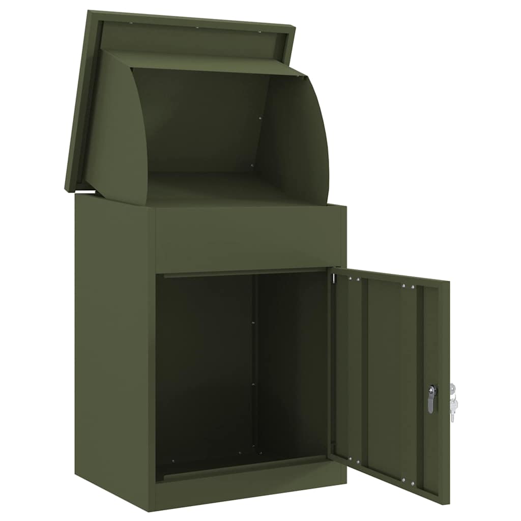 Parcel Drop Box Olive green 44 x 35 x 59 cm Steel