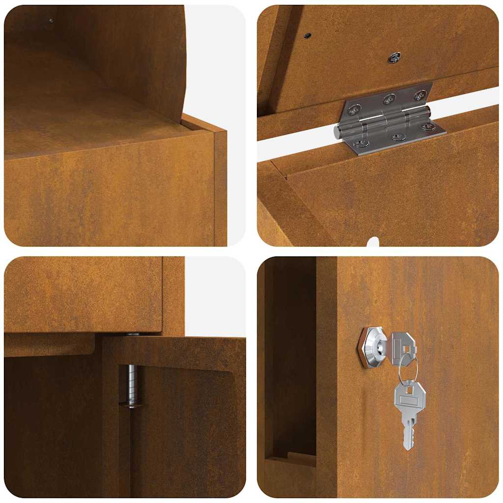 Parcel Drop Box Rusty 44 x 35 x 59 cm Weathering steel