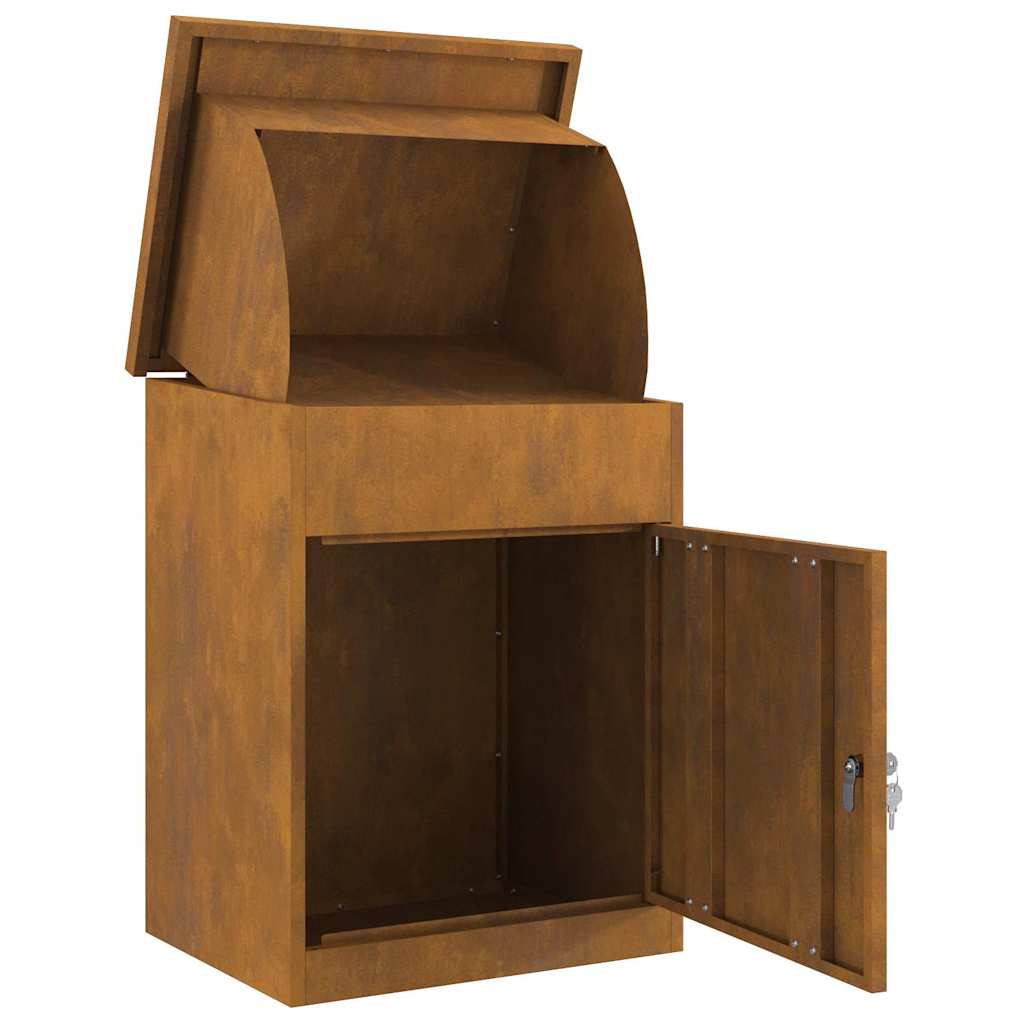 Parcel Drop Box Rusty 44 x 35 x 59 cm Weathering steel