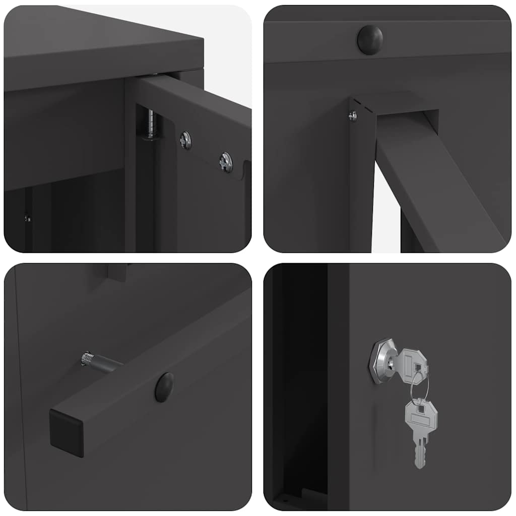 Mailbox Black 30 x 23 x 55 cm Steel
