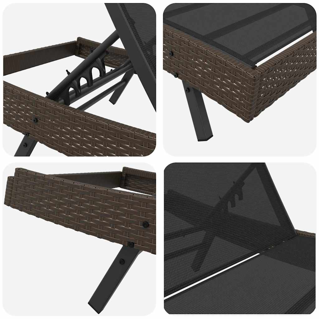 Sun Loungers 3 pcs Brown 40 x 40 x 40.5 cm Poly Rattan
