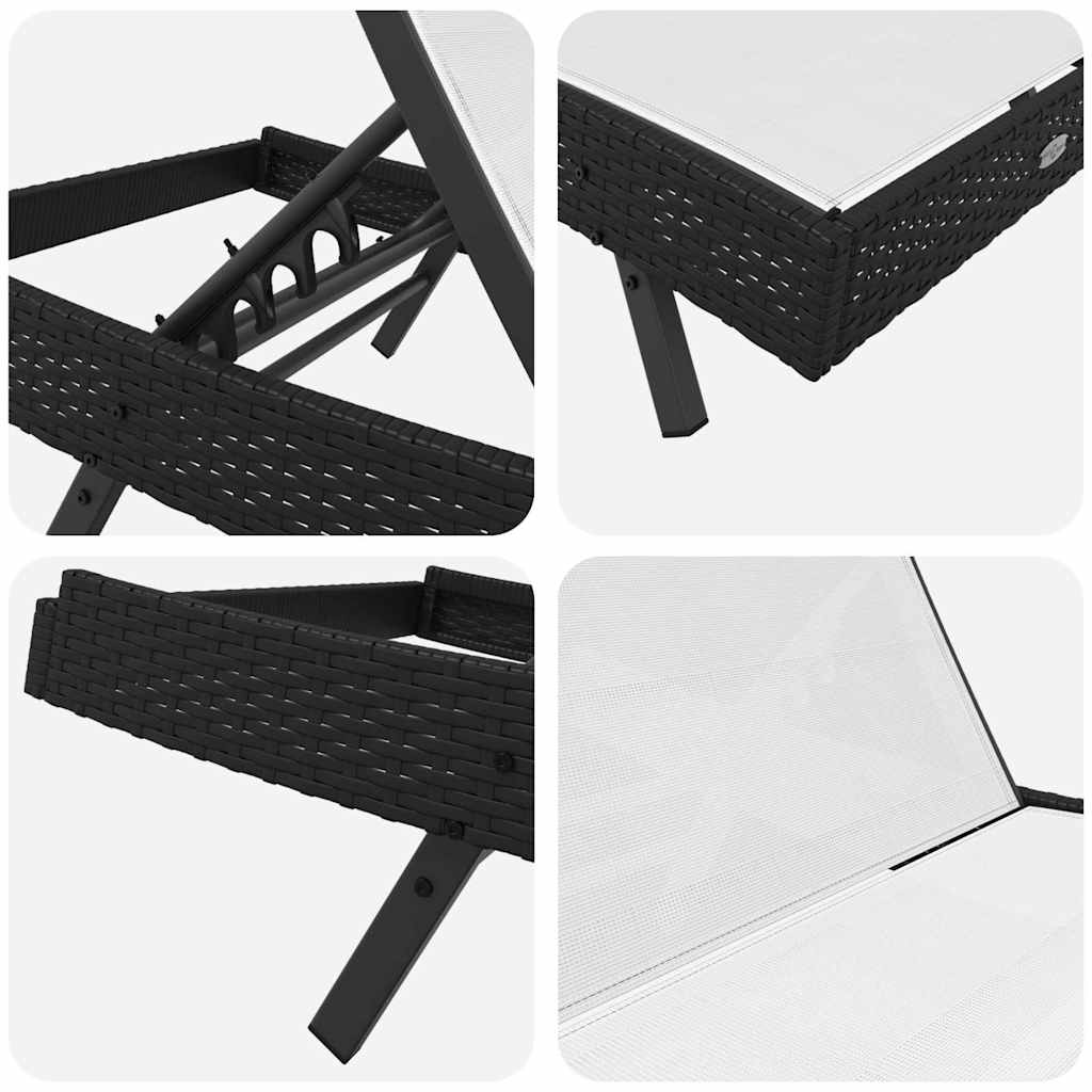 Sun Loungers 3 pcs Black, White 40 x 40 x 40.5 cm Poly Rattan