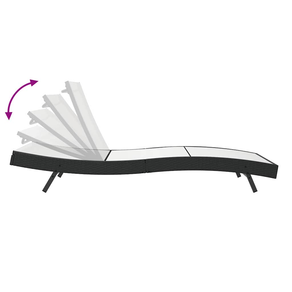 Sun Loungers 3 pcs Black, White 40 x 40 x 40.5 cm Poly Rattan