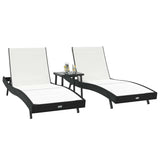 Sun Loungers 3 pcs Black, White 40 x 40 x 40.5 cm Poly Rattan