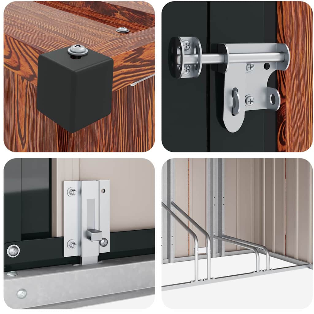 Bike Shed 3 pcs Brown 215 x 206 x 157 cm Metal