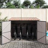 Bike Shed 3 pcs Brown 215 x 206 x 157 cm Metal