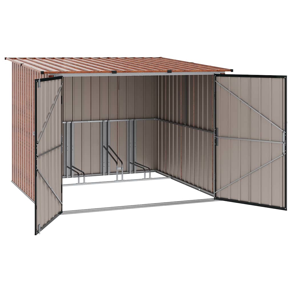 Bike Shed 3 pcs Brown 215 x 206 x 157 cm Metal