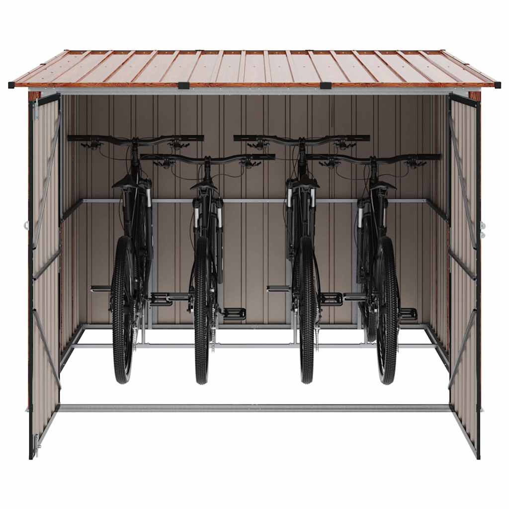 Bike Shed 3 pcs Brown 215 x 206 x 157 cm Metal