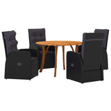 Garden Dining Set 5 pcs Black Poly Rattan